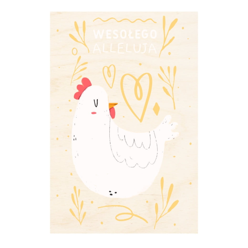 drewniana kartka wielkanocna wielkanocna kura.jpg